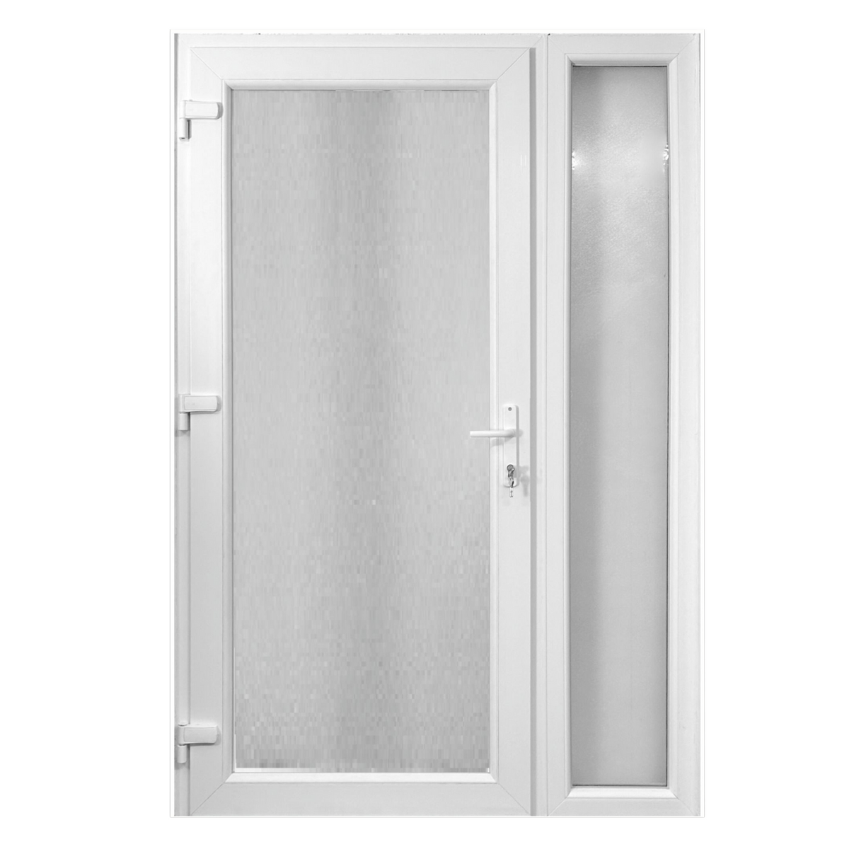 Kétszárnyú Műanyag bejárati ajtó - teli üveges kivitel - 70mm-es profil, 24mm-es panel, 2 rétegű üveg, zártszelvény merevítéssel