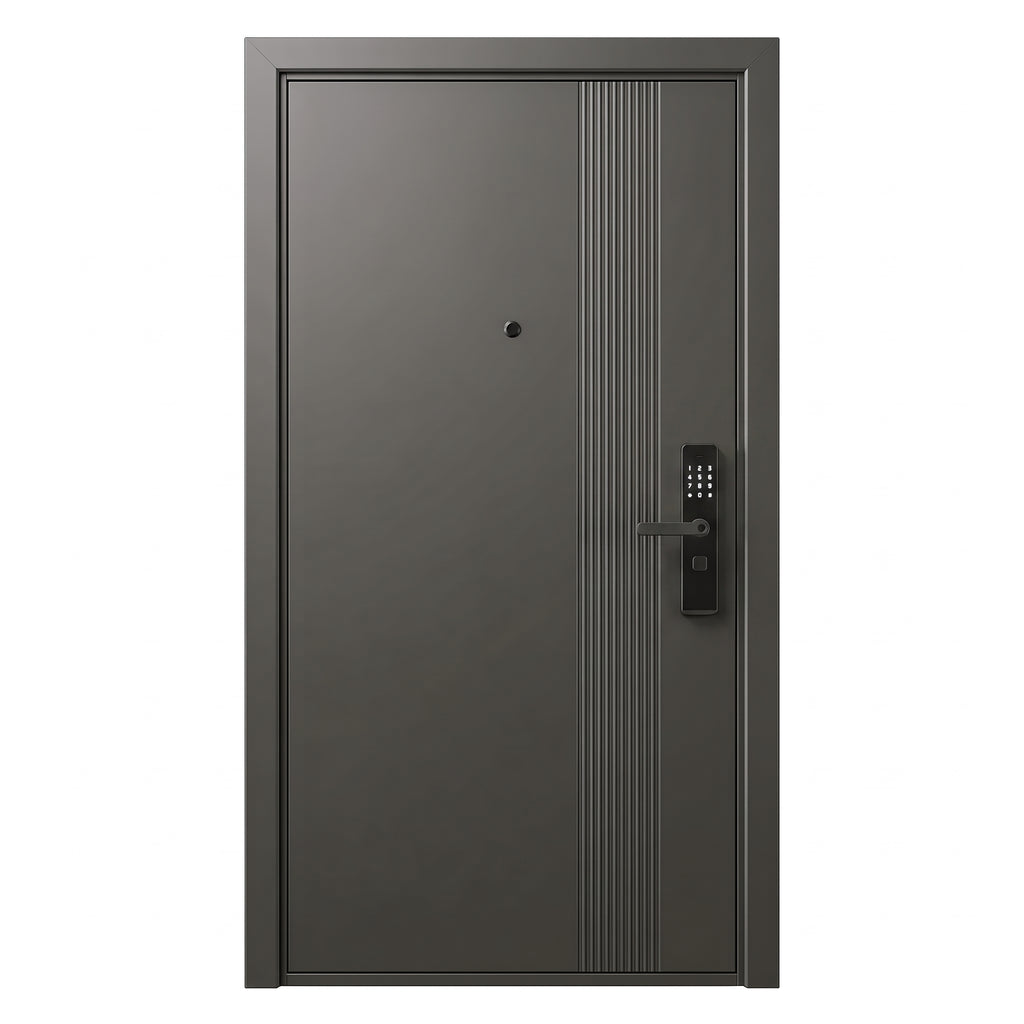 Toplotnoizolacijska varnostna vhodna vrata IronDOOR01 98x208cm v antracitni barvi s pametno ključavnico s 4 funkcijami