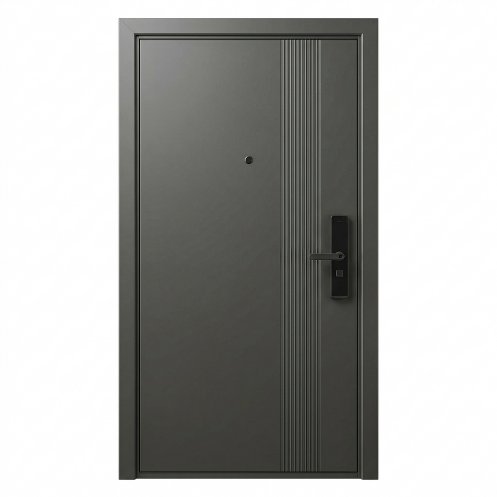 Z LEPOTNO NAPAKO – toplotno izolirana varnostna vhodna vrata IronDOOR01 98x208cm v antracitni barvi s pametno ključavnico s 4 funkcijami