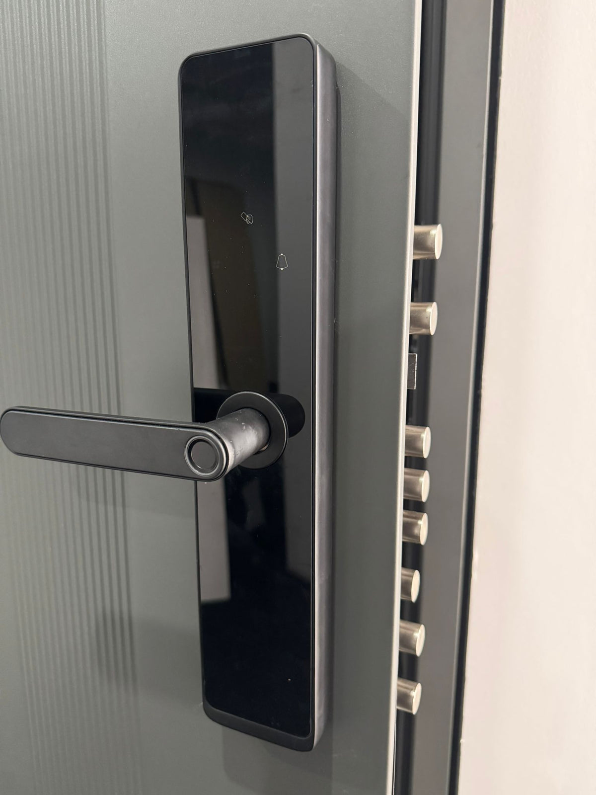 Z LEPOTNO NAPAKO – toplotno izolirana varnostna vhodna vrata IronDOOR01 98x208cm v antracitni barvi s pametno ključavnico s 4 funkcijami