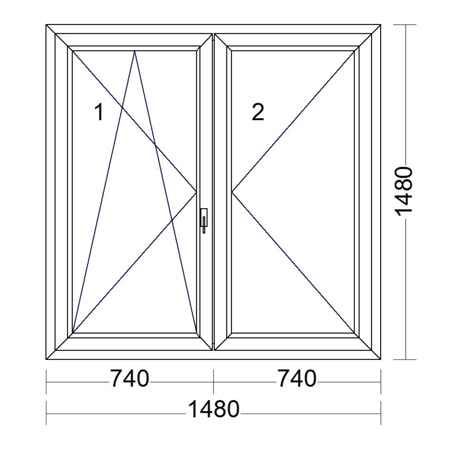 REHAU Synego 80mm 3 rétegű üveg Műanyag váltószárnyas ablak bukó-nyíló-nyíló 1480 mm x 1480 mm