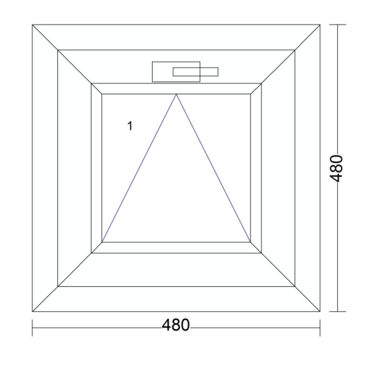 Műanyag ablak bukó kilincs fent 480 mm x 480 mm
